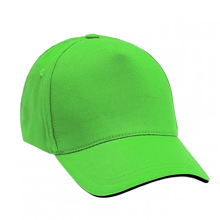 Yeşil Pamuk Gabardin 5 Panel Sandwich Siper Fresh Promosyon Şapkası